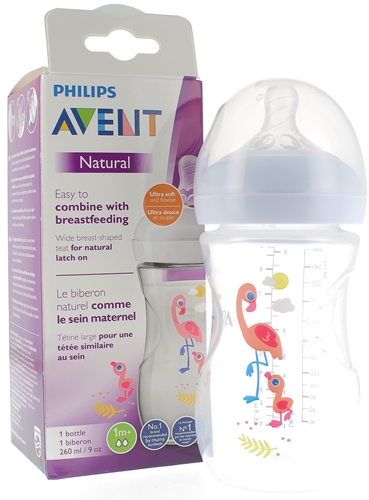 Biberon natural safari flamand rose Avent biberon de 260