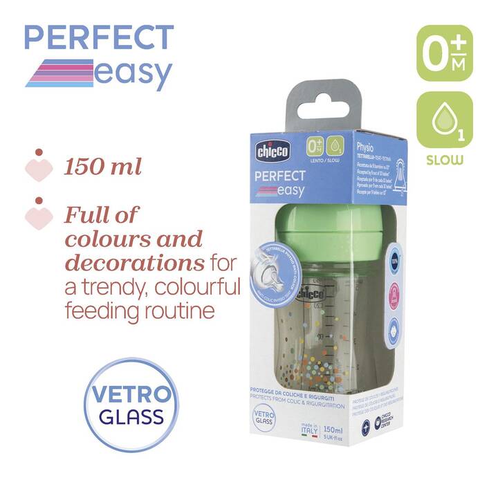 Biberon Verre Anti-Colique 150ml Tétine Silicone Souple