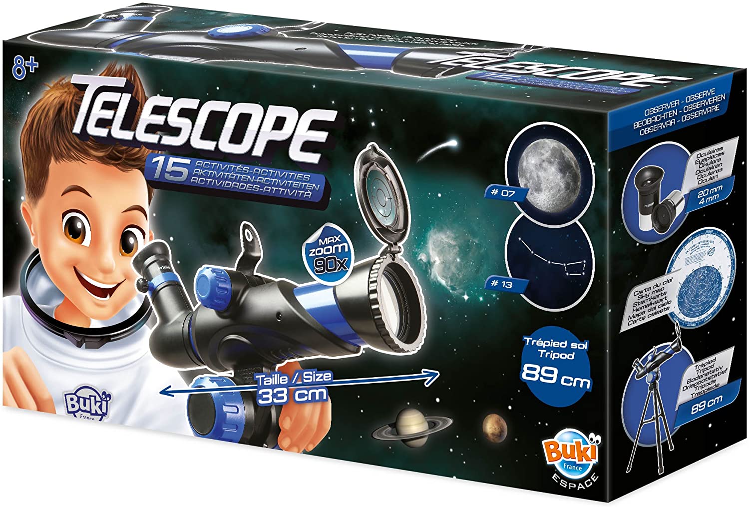 Télescope 15 Activités avec Trépied et Carte du Ciel
