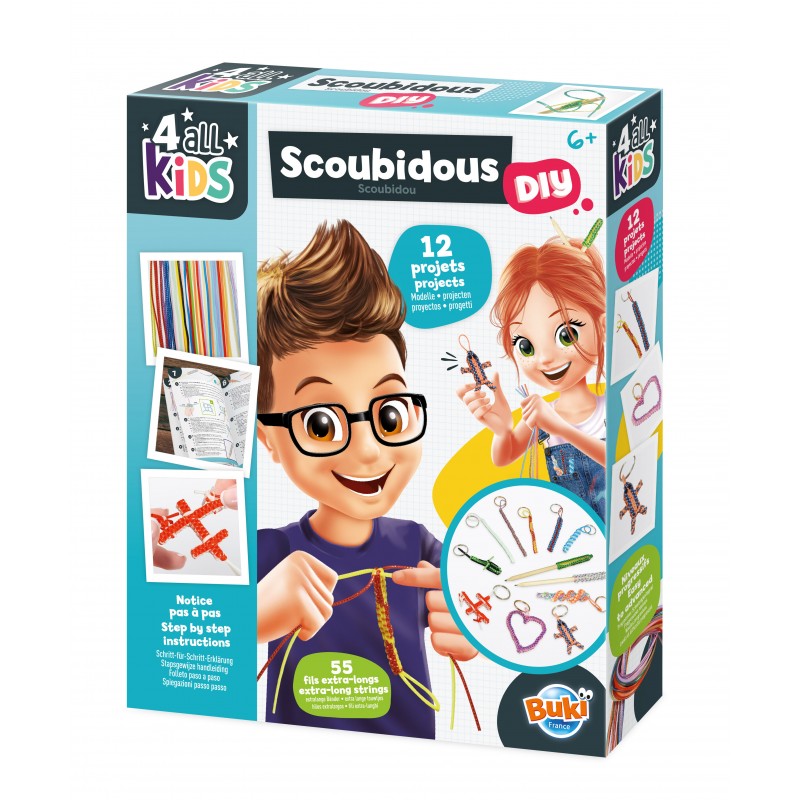 Kit Scoubidous DIY 12 projets avec fils colorés et métalliques