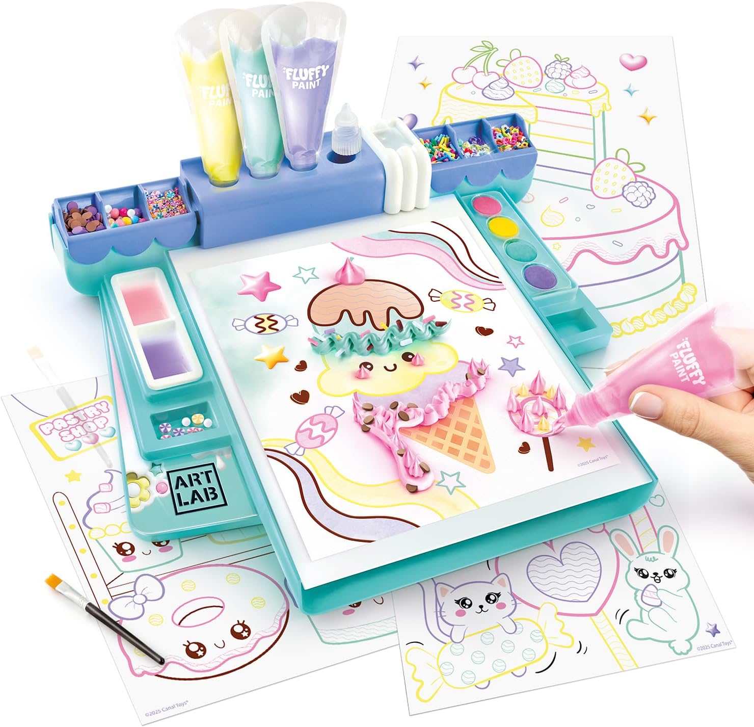 Coffret Studio de Peinture Fluffy avec Peintures 3D et Aquarelle