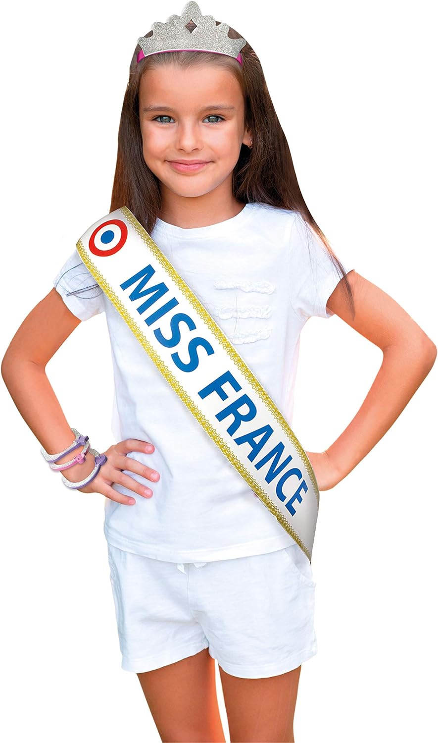Déguisement Miss France Enfant avec Robe, Diadème et Écharpe