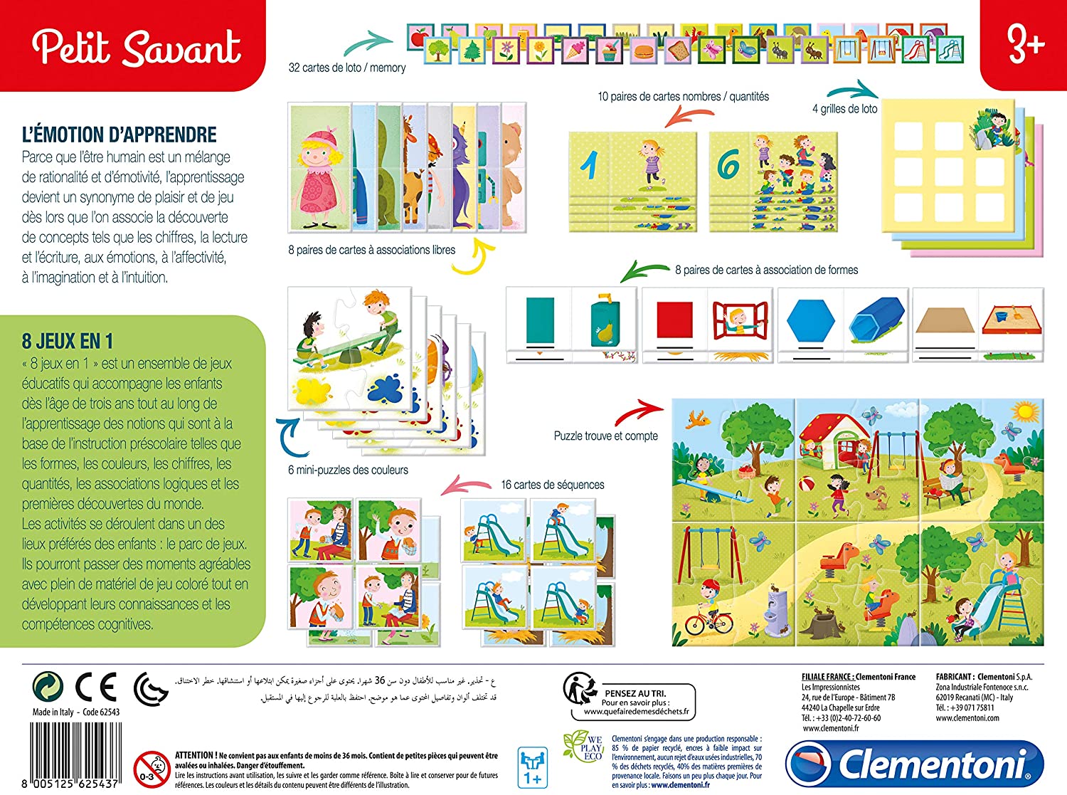 Coffret 8 Jeux Éducatifs Clementoni - Pour Enfants 3 à 6 Ans