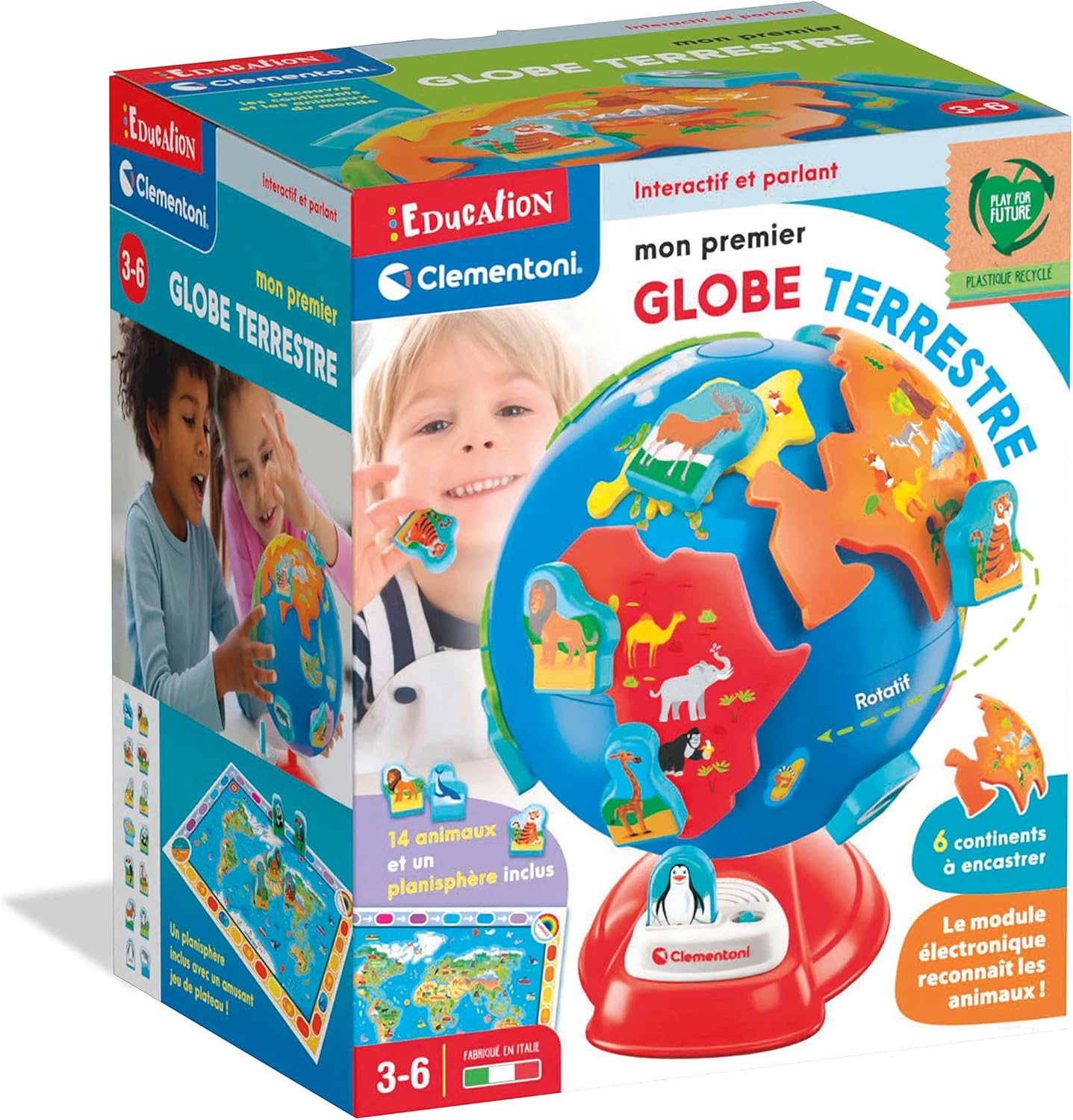 Mon premier globe terrestre interactif Clementoni avec animaux à encastrer