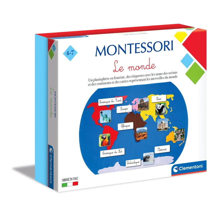 Coffret Montessori Le Monde - Jeu d'apprentissage sensoriel Clementoni