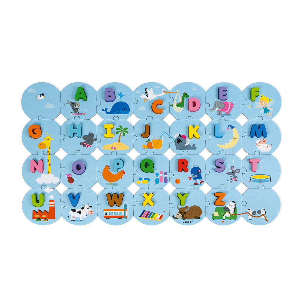 Puzzle J Apprends L Alphabet Version Francaise Bois Et Carton (1)