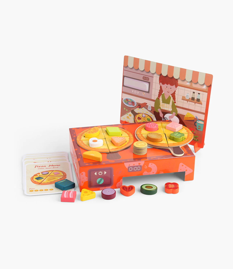 Pizza en Bois avec Velcro - Jeu Éducatif TopBright