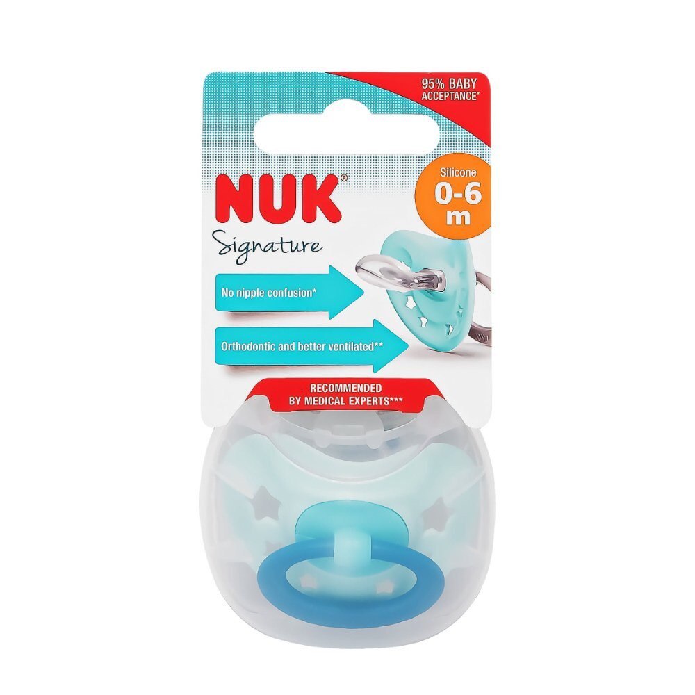 Sucette NUK Signature Silicone 0-6 mois Bleu ciel