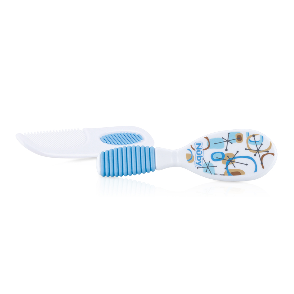 Set Peigne et Brosse Double Face Nuby - Manche Antidérapant