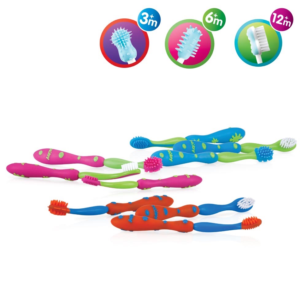 Brosse à dents doigt évolutive Nuby - Silicone sans BPA