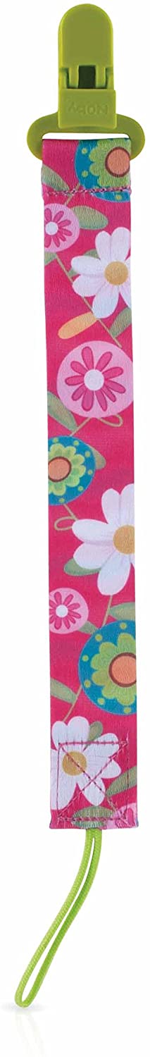 Attache sucette Nuby motifs fleurs avec anneau de sécurité