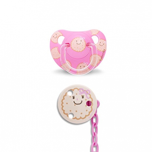 Suavinex Total Look Sucette Physiologique Silicone Attache Sucette Lovely Biscuit 6 18 Mois Rose