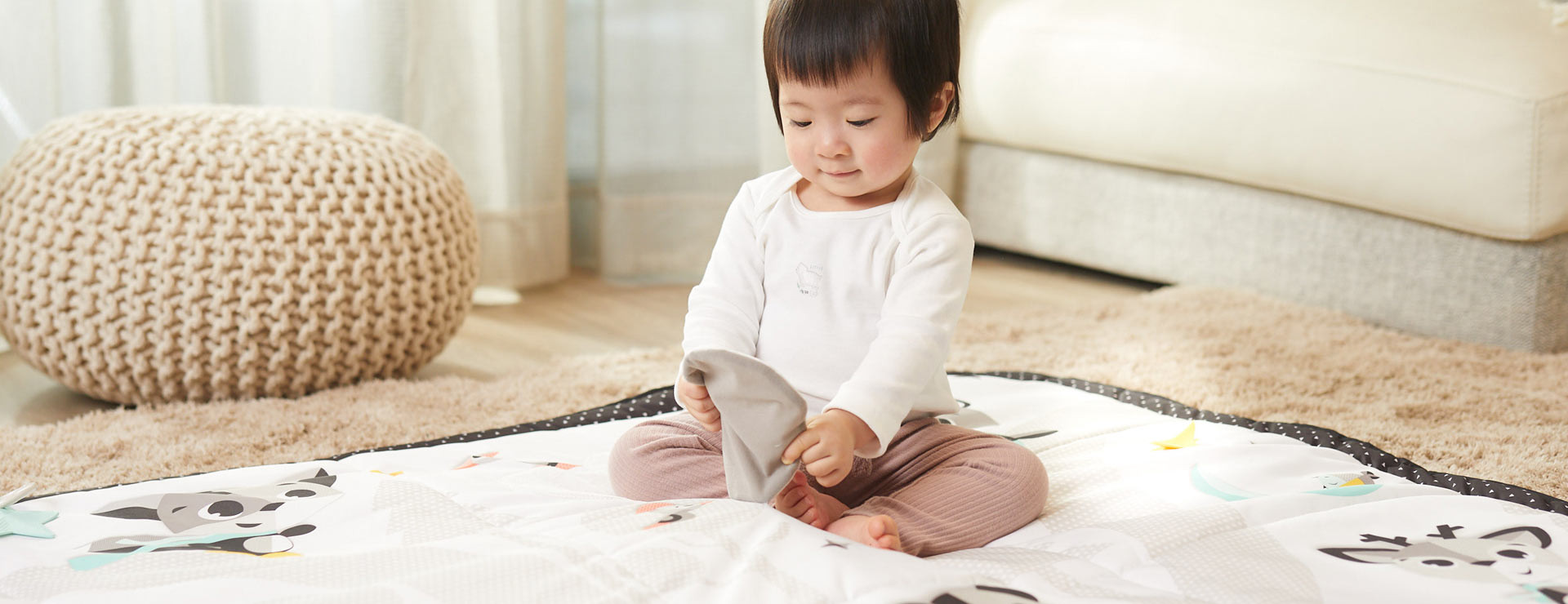 Tapis d'éveil géant noir et blanc réversible